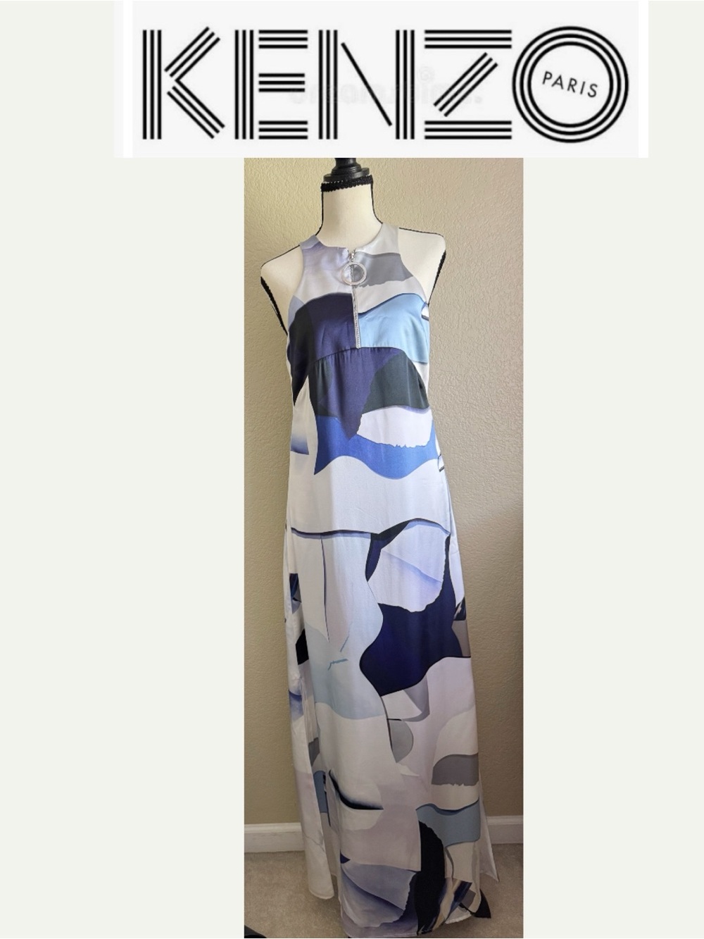 KENZO Paris Sleeveless Abstract Print Maxi Dress  Size 40 (US 8)